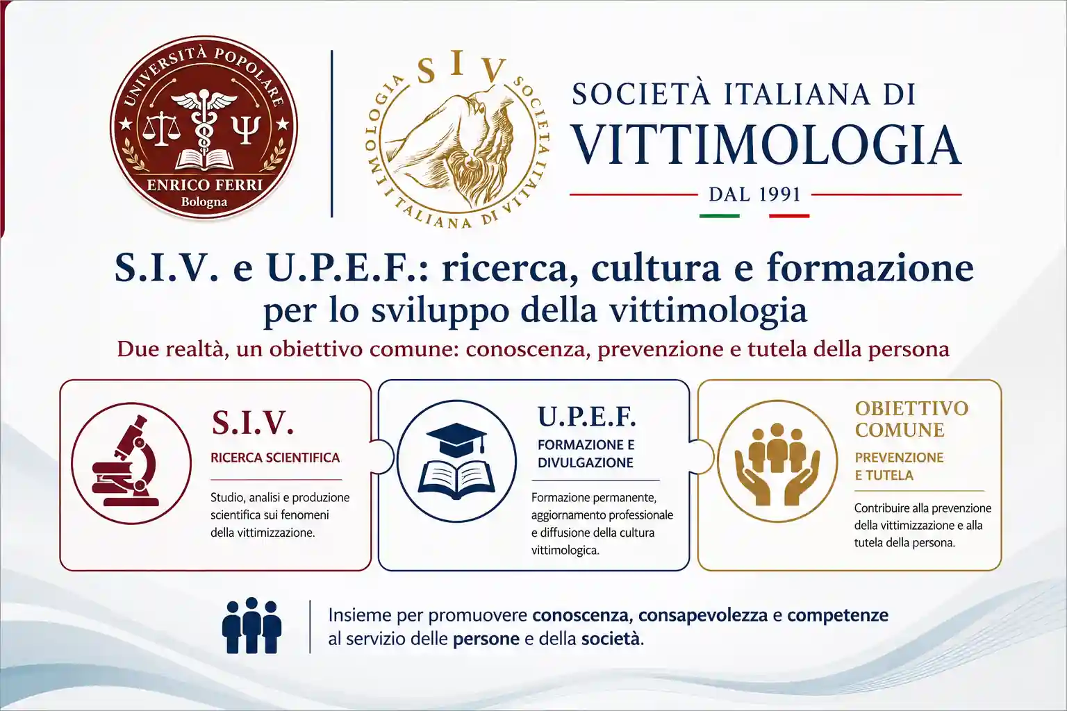 Collaborazione tra Società Italiana di Vittimologia SIV e Università Popolare Enrico Ferri UPEF per ricerca, formazione e cultura vittimologica